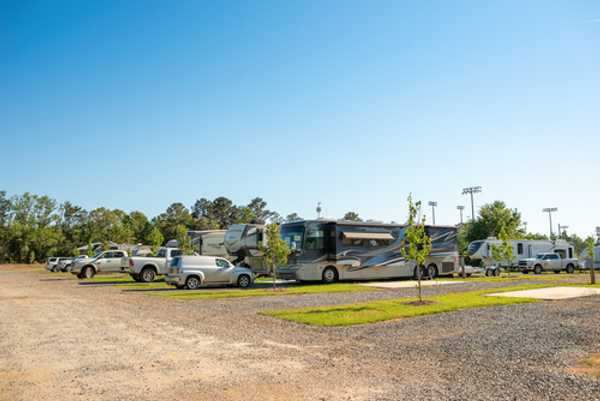 Deluxe Pull Through Spot with Concrete Slabs RV Site