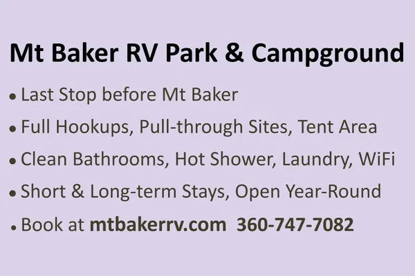 https://mtbakerrv.com/  Mt Baker RV Park & Campground, USA