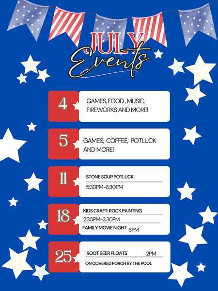 July Calendar of Events