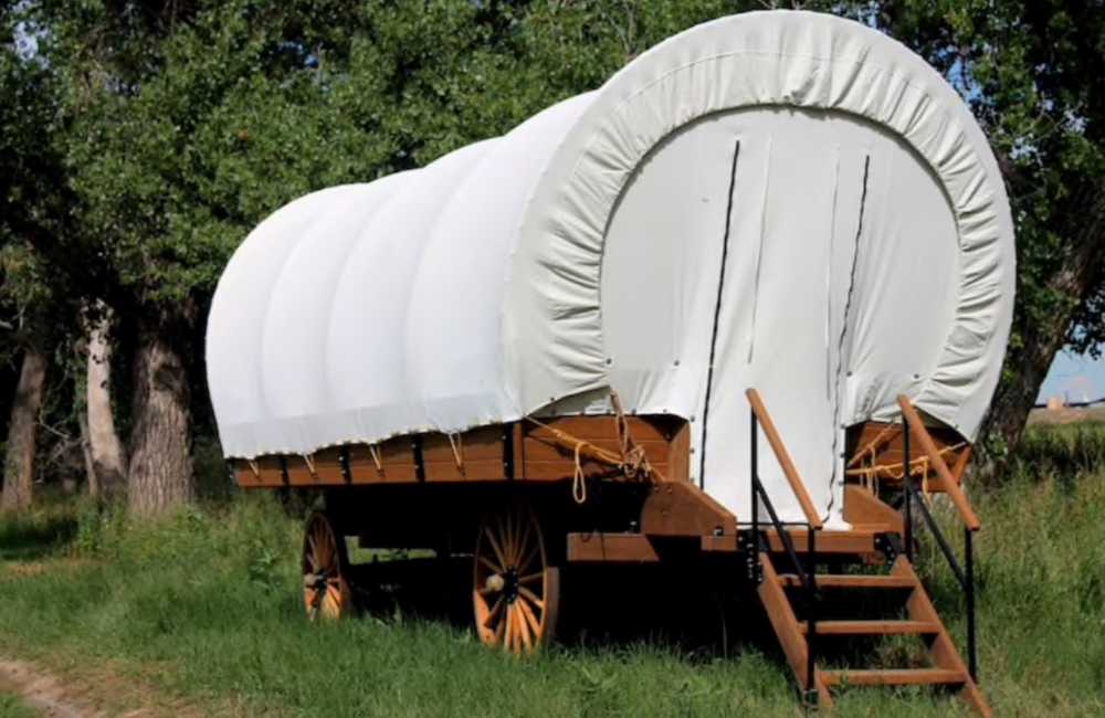PRIMITIVE GLAMPING COVERED WAGON