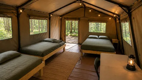 Area B Glamping: Furnished Military Tent - 16' x 16' — image 2 of 14
