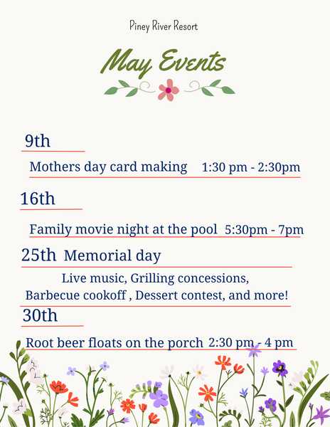 May Calendar of Events