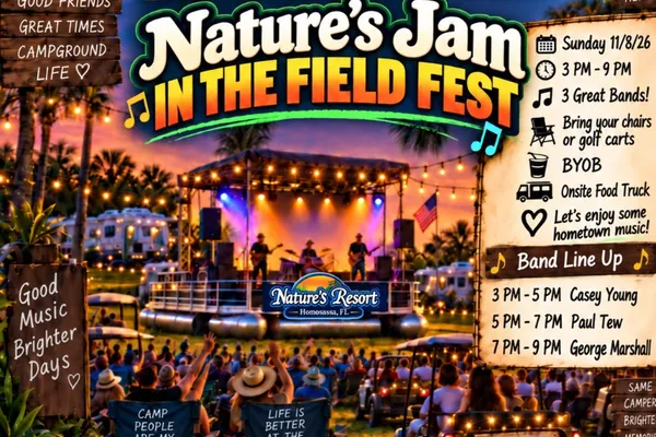 LET'S JAM IN THE FIELD, NATURE'S RESORT STYLE!