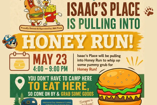ISAAC’S PLACE FOOD TRUCK IS PULLING INTO HONEY RUN