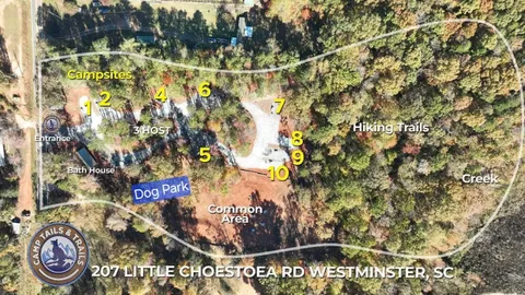 Campsite #4 RV /Tent Site Full Hook Up,  40’ x 18’  Level Gravel Pad with Back Yard and Shaded Fenced Enclosure for you Pets, Back In — image 2 of 13