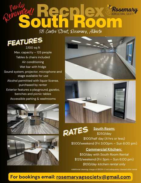 Hall Rentals available in Rosemary