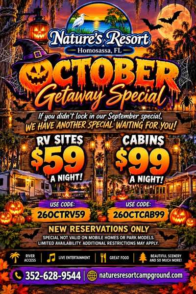 Halloween Cabin & RV Site Special Getaway!