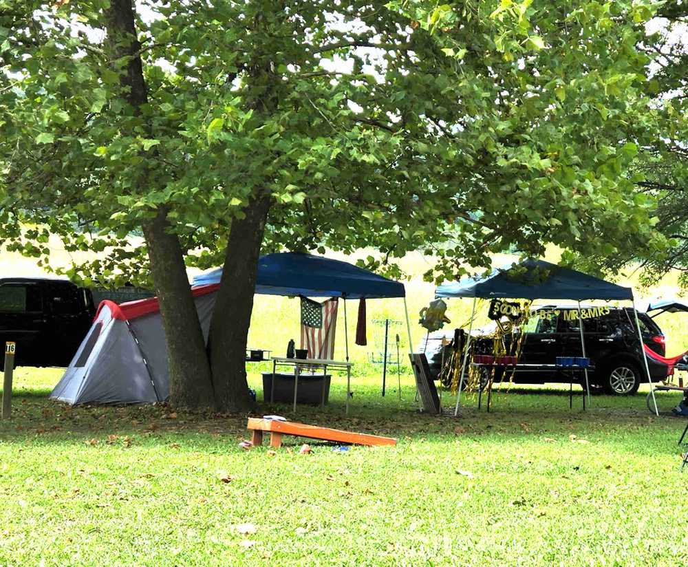 Tent site with utilities