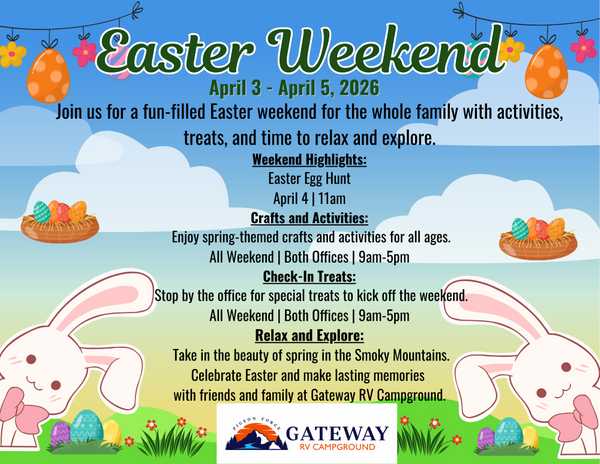 🐰🌷 Easter Weekend at Gateway RV Campground 🌷🐰 April 3–5, 2026